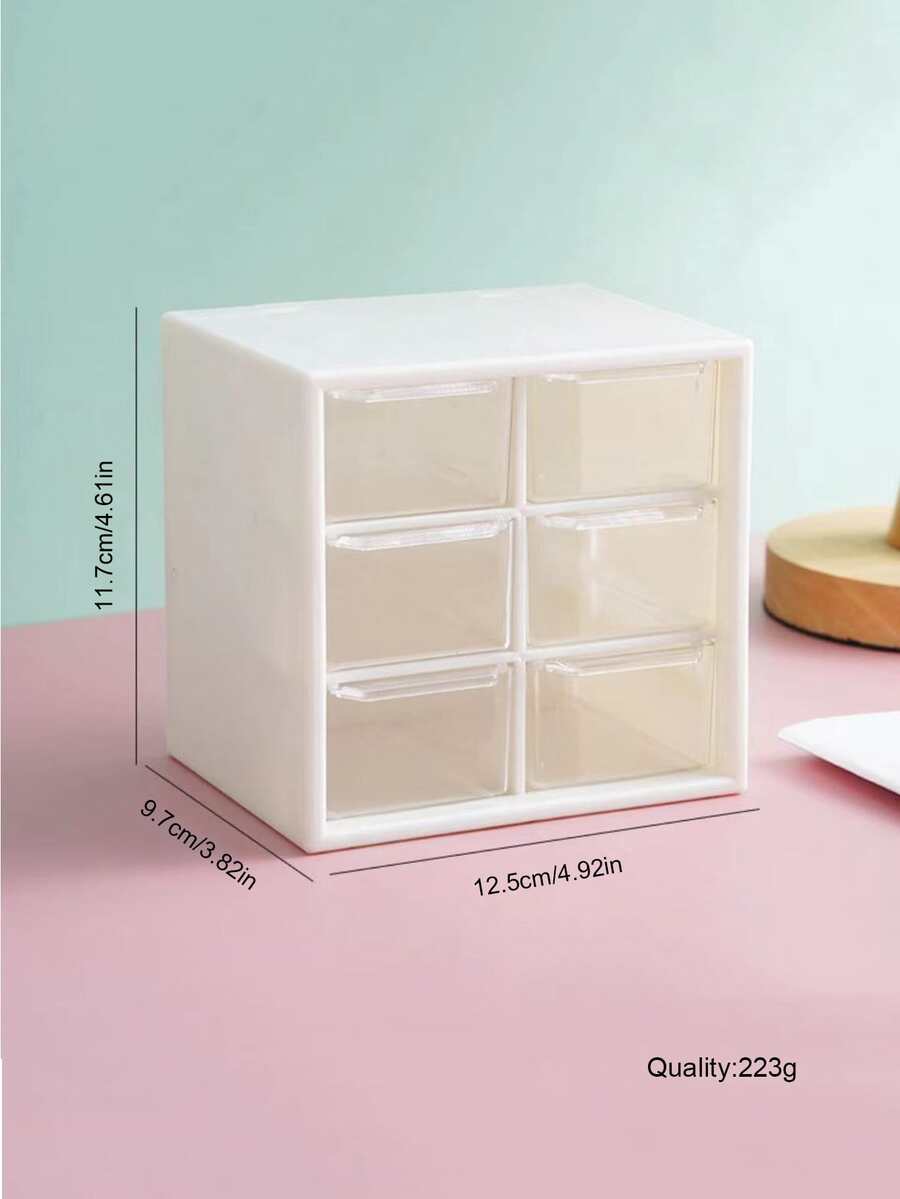 1pc HeartShaped Desktop Six Grids DustProof Drawer Storage Box For