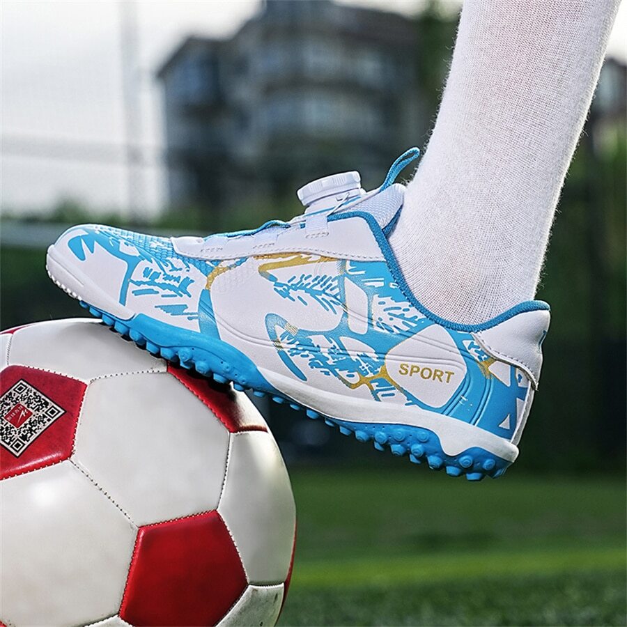 Football Shoes With Spikes For Boys & Girls, Breathable Outdoor Training Shoes With Rotating Buckle For Elementary Students - Multicolor - View 1