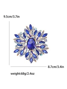 1個時尚的超大玻璃鑲嵌花卉胸針,適合女性日常穿著 - 藍色 - 查看 6
