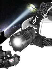 jihuo Led可重複使用頭燈,頭燈xhp70超亮90000高流明,4種模式,連電池,可縮放,防水頭燈,適用於露營,狩獵,跑步,釣魚,騎自行車 - 黑色 - 查看 2