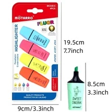 Motarro* 4 Piezas Bolígrafos Marcadores Regulares En Colores Azul, Rosa, Amarillo Y Naranja - Multicolor - Ver 3