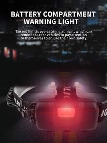 jihuo Led可重複使用頭燈,頭燈xhp70超亮90000高流明,4種模式,連電池,可縮放,防水頭燈,適用於露營,狩獵,跑步,釣魚,騎自行車 - 黑色 - 查看 4