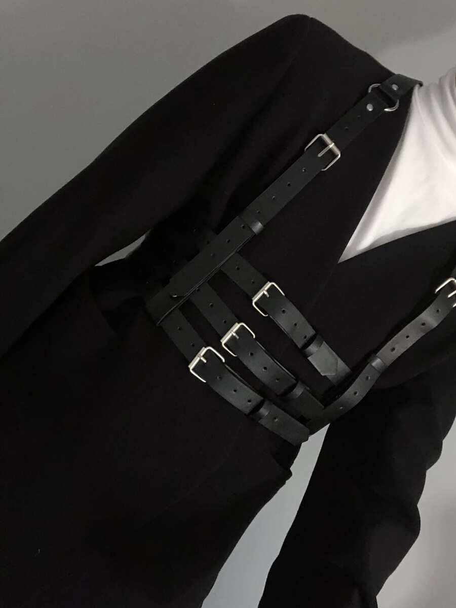 Sexy Men's Leather Harness Body Chest Half Harness Chest Punk Harness