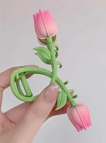 2个/套 时尚向日葵郁金香花形金属彩绘发爪夹，适合女性日常佩戴，波西米亚风，情人节礼物，发饰，发夹，发卡，发饰夹，发饰夹，校园用品，大学秋冬季发夹，适合度假装扮，夏季度假发夹，节日，派对发夹 - 彩色 - 查看 3