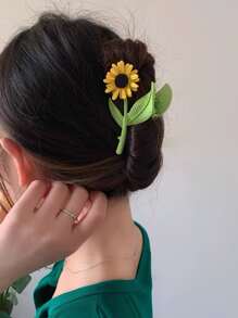 2个/套 时尚向日葵郁金香花形金属彩绘发爪夹，适合女性日常佩戴，波西米亚风，情人节礼物，发饰，发夹，发卡，发饰夹，发饰夹，校园用品，大学秋冬季发夹，适合度假装扮，夏季度假发夹，节日，派对发夹 - 彩色 - 查看 4