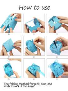 10 piezas Caja de regalo con diseño de elefante - Blanco - Ver 7