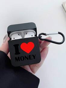 Funda con diseño de letra y corazón compatible con AirPods - Negro - Ver 3