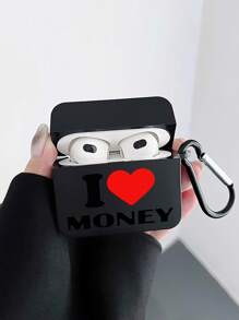Funda con diseño de letra y corazón compatible con AirPods - Negro - Ver 1