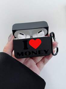 Funda con diseño de letra y corazón compatible con AirPods - Negro - Ver 4