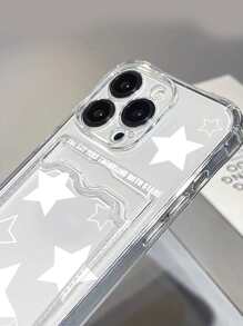 XAF 2000s Fashion Star Pattern Clear Card Slot Phone Case Compatible With IPhone15/15Plus/15Pro/15Promax Waterproof Shockproof Anti-Fall Scratch Resistant - Multicolor - View 5