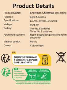 1入組聖誕雪人形狀燈泡燈簾 - 彩色 - 查看 7