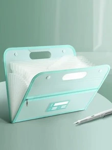 A4 File Folder Organizer Accordion Bag, Handheld And Multilayered With Large Capacity For Sorting And Storing Papers - Green - View 1