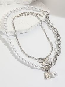 2pcs Butterfly Charm Necklace - Silver - View 3