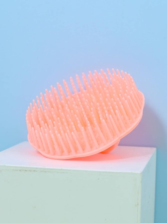 多功能洗髮按摩刷1入塑料粉色花形手持干濕兩用梳子,適用於家庭,旅館,高韌性旅行