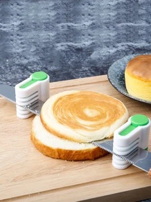 2pcs Bread Cake Slicer Tools, Toast Cutting Guide Slicing Cutter, Perfect For Baking - Green - View 5