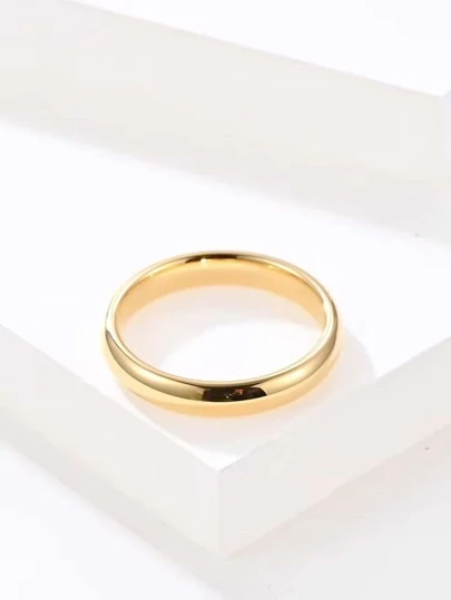 1pc Minimalist Titanium Steel Ring, Fashionable Rounded Dome Plain Band Ring, Versatile Elegant Quality Accessory, Anniversary Wedding Couple Ring Jewelry, Romantic Campus Style, Casual Business Personalized Men Women Ring