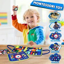 Tableau d'activités 25 en 1 pour enfants en bas âge, jouet éducatif préscolaire sensoriel pour filles et garçons, développement des compétences motrices fines pendant les déplacements (certaines pièces sont envoyées au hasard), Fournitures scolaires, étudiant, papeterie