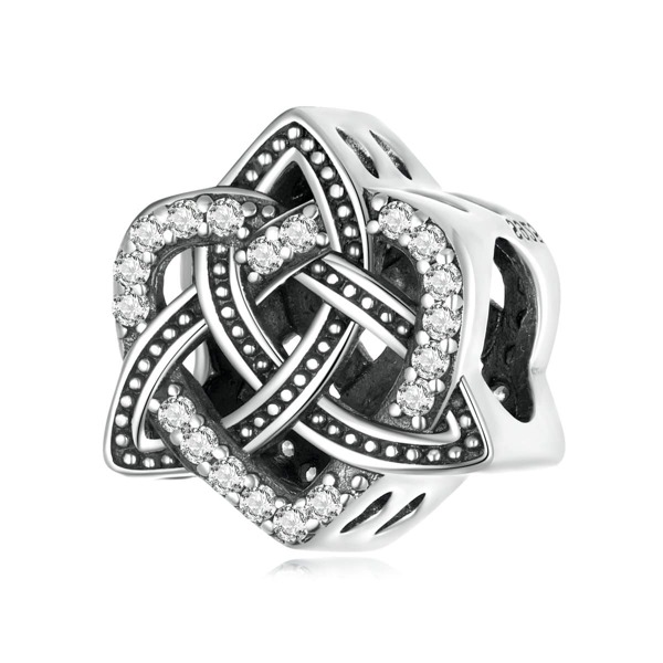 WOSTU 1pc 925 Sterling Silver Celtic Knot Heart-Shaped Charm Fit DIY Making Bracelet & Bangle Vintage Charms Fine Jewelry