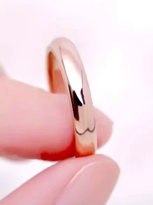 1pc Minimalist Titanium Steel Ring, Fashionable Dome-Shaped Plain Band Ring, & Versatile, Suited For Valentine's Day, Wedding, Jewelry Accessory, Campus Chic, Casual Business, Personalized,Mom,Mother,Mother's Day,Gift - Rose Gold - View 1