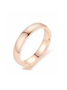 1pc Minimalist Titanium Steel Ring, Fashionable Dome-Shaped Plain Band Ring, & Versatile, Suited For Valentine's Day, Wedding, Jewelry Accessory, Campus Chic, Casual Business, Personalized,Mom,Mother,Mother's Day,Gift - Rose Gold - View 5