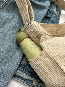 大容量燈芯絨學院風單肩包 - 米色 - 查看 9