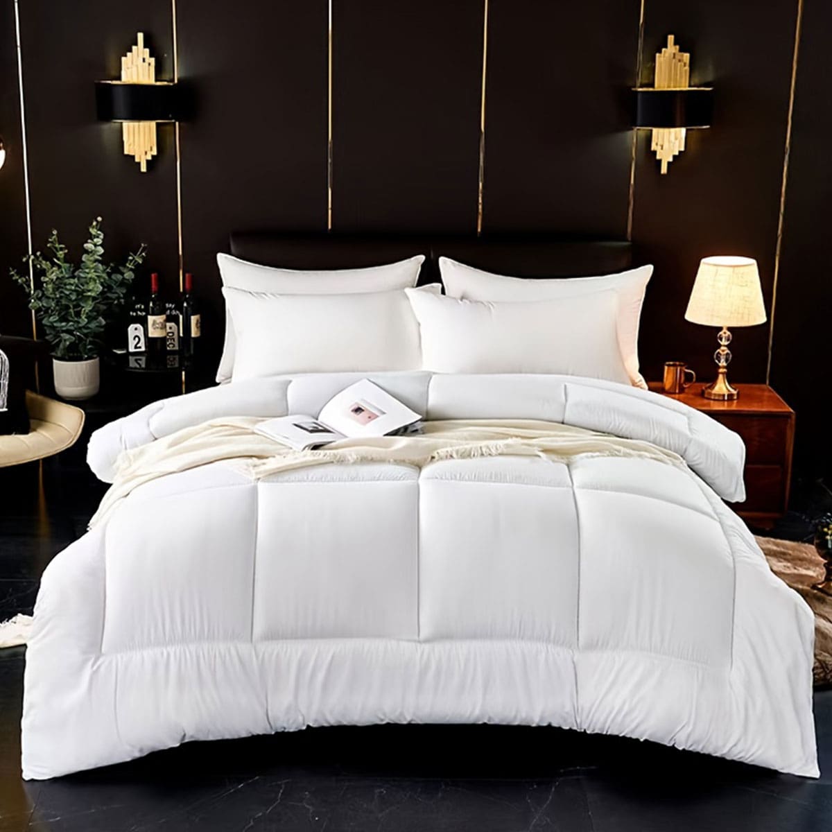 1pc White Square Quilted Comforter - White - View 1