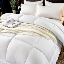 1pc White Square Quilted Comforter - White - View 2