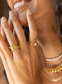 Uworld 1 Pieza Conjunto De Brazaletes De Acero Inoxidable Amplio Chapado En Oro Francés De Moda En Forma De Corona, Anillo, Pendientes Para Mujeres, Perfecta Para La Decoración De Fiestas, Múltiples Tamaños