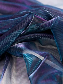 1pc Gradient Two-Color Mesh Fabric, Laser Texture See-Through Fabric Long Skirt Shawl Creative Handmade Fabric