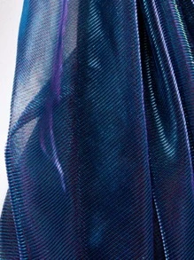 1pc Gradient Two-Color Mesh Fabric, Laser Texture See-Through Fabric Long Skirt Shawl Creative Handmade Fabric