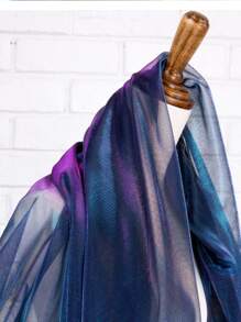 1pc Gradient Two-Color Mesh Fabric, Laser Texture See-Through Fabric Long Skirt Shawl Creative Handmade Fabric