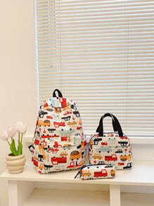 3pcs Set School Bags For Girls Schoolbag Large Capacity Boys Printing School Backpack Set Rucksack Bagpack Kids Cute Book Bags - Multicolor - View 1
