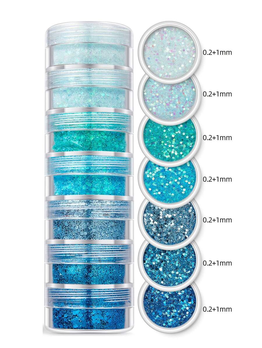 1 Peça Glitter Sequin de 7 Camadas para Preenchimento de Molde de Resina DIY e Decoração - Azul - Visão 1
