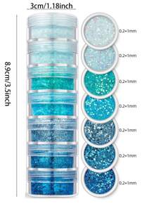 1 Peça Glitter Sequin de 7 Camadas para Preenchimento de Molde de Resina DIY e Decoração - Azul - Visão 2