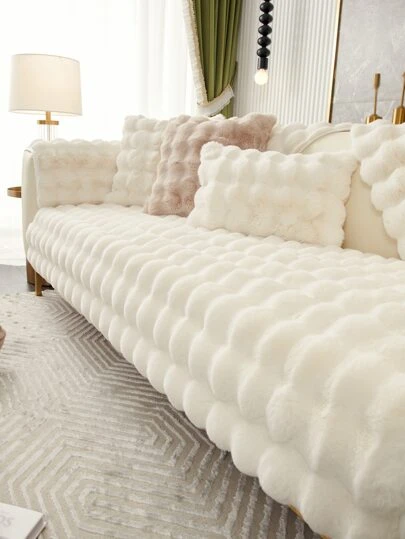 Funda de cojín de sofá de invierno de felpa, funda de asiento de sofá antideslizante Simple de Color sólido, 1 pieza