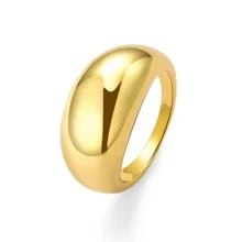 Chunky Gold Rings for Women Thick Dome Rings 18K Gold Plated Croissant Braided Twisted Stacking Round Signet Rings Jewelry Size 6-10 - Gold Gold Glossy Ring - View 1