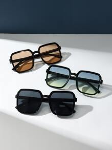 优雅三件套方形塑料时尚眼镜，女士沙滩配饰，夏季海滩度假、户外活动、旅行必备眼镜