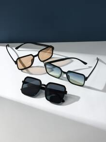 优雅三件套方形塑料时尚眼镜，女士沙滩配饰，夏季海滩度假、户外活动、旅行必备眼镜