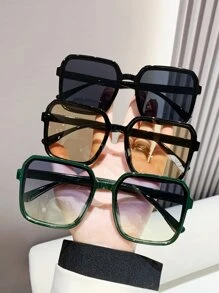 优雅三件套方形塑料时尚眼镜，女士沙滩配饰，夏季海滩度假、户外活动、旅行必备眼镜
