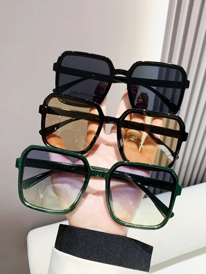 Elegant 3pcs Square Plastic Fashion Glasses Beach Accessories For Women Glasses Shades For Summer Beach Vacation,Outdoor,Travel