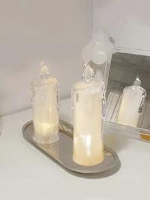 1 Miếng Mô phỏng Nến Ánh sáng Lãng mạn & Mộng mơ Trang trí Đèn ngủ Trang trí máy tính để bàn - trắng - Xem 6
