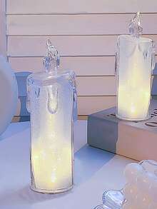 1 Miếng Mô phỏng Nến Ánh sáng Lãng mạn & Mộng mơ Trang trí Đèn ngủ Trang trí máy tính để bàn - trắng - Xem 7