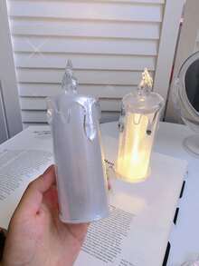 1 Miếng Mô phỏng Nến Ánh sáng Lãng mạn & Mộng mơ Trang trí Đèn ngủ Trang trí máy tính để bàn - trắng - Xem 2