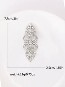 1 件復古合金和水鑽裝飾胸針適合女士日常佩戴 - 銀色 - 查看 8