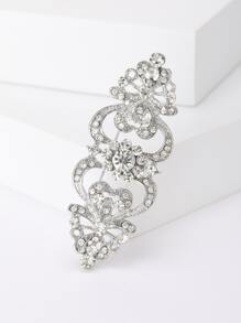 1 件復古合金和水鑽裝飾胸針適合女士日常佩戴 - 銀色 - 查看 4