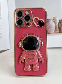 Funda de teléfono con baño de metal y diseño de astronauta, compatible con iPhone 15/15 Plus/15 Pro/15 Pro Max, versión internacional, no la versión nacional - Rojo - Ver 7