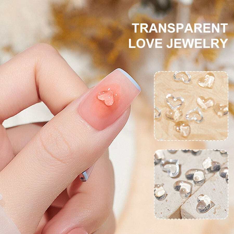 100入組時尚3D透明愛心形指甲美容裝飾DIY鑽石，適用於指甲美容沙龍韓國風格