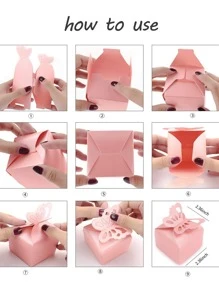 10入組紙質禮盒現代蝴蝶裝飾禮盒適合家庭派對 - 紫色 - 查看 7