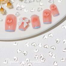 100入組時尚3D透明愛心形指甲美容裝飾DIY鑽石，適用於指甲美容沙龍韓國風格 - 無色 - 查看 7