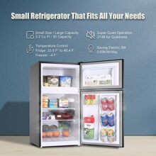 Mini Fridge with Frezzer,3.2 Cu.Ft Mini Fridge for Bedroom,Small Refrigerators,2 Door Compact Refrigerator 37dB Quiet,7-Settings Mechanical Thermostat,LED Lights for Dorm, Office, Apartment - 黑色 - 查看 2